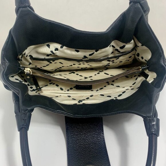 VTG Kate Spade Turn Lock Pebbled Black Satchel Leather Shoulder Bag Purse FLAW - Picture 6 of 12